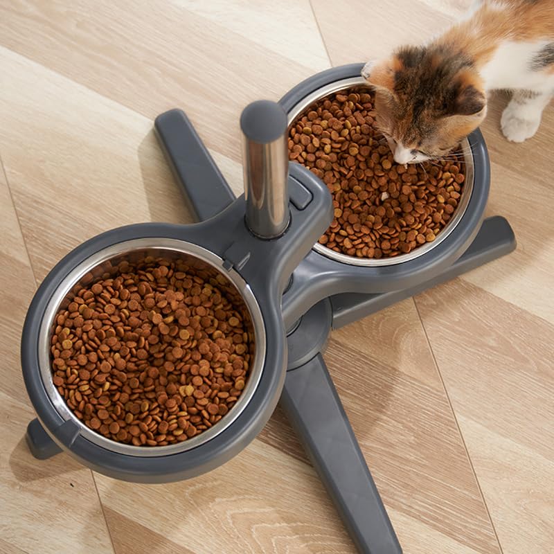 Yuhtech Comedero Ajustable en Altura, Comedero para Perros Grandes Elevado, 2 Comederos, Antideslizante, Comederos para Perros con Marco, Estación de Alimentación para Perros