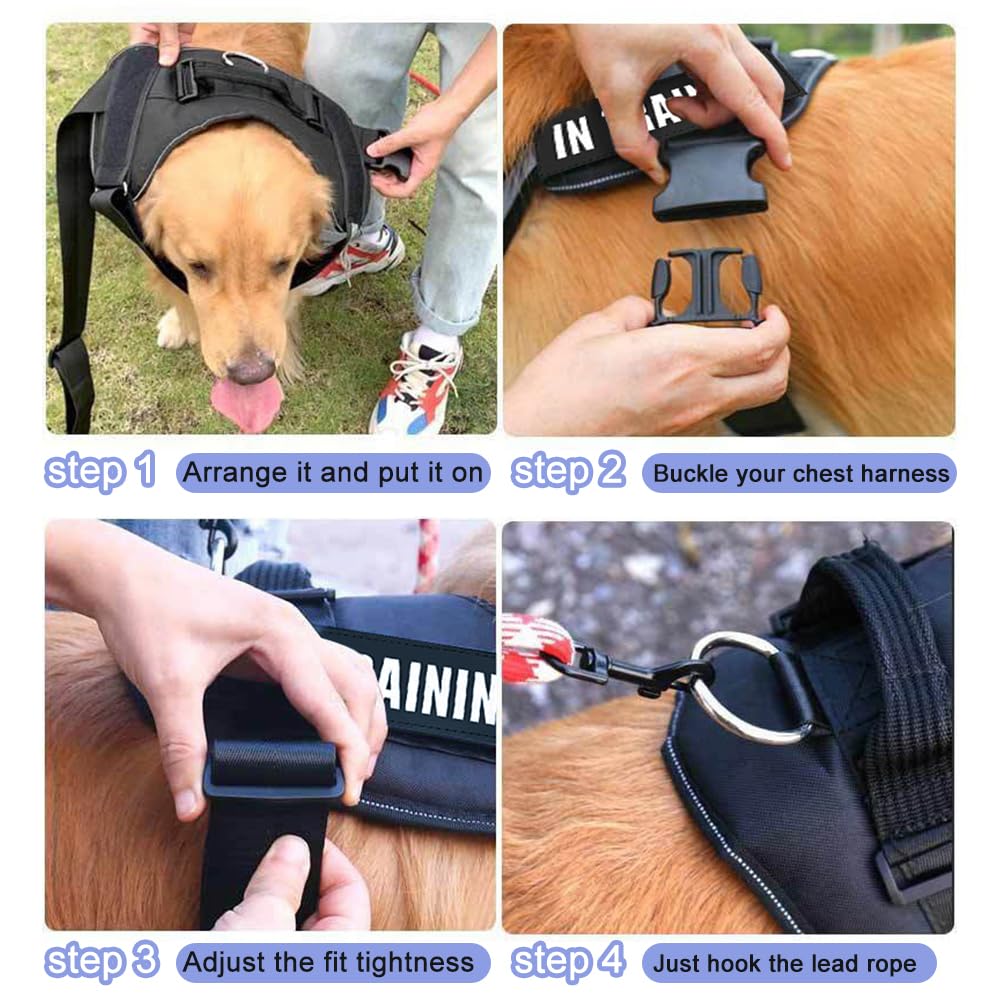 Arnes Perro Ajustable Noche Reflectante con Hebilla Frontal Arnés Antiescape Fácil de Poner Arnés Antitirones Perro Grande Mediano Pequeño Tamaño para Adiesreamiento Correr