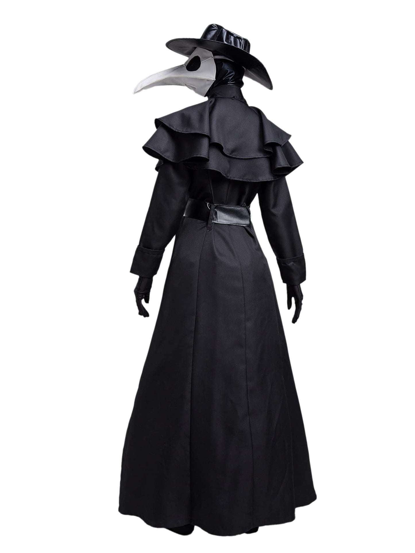 Disfraz medieval steampunk de médico de la peste negra para hombre, disfraz de médico para Halloween con juego de accesorios, color negro, talla S