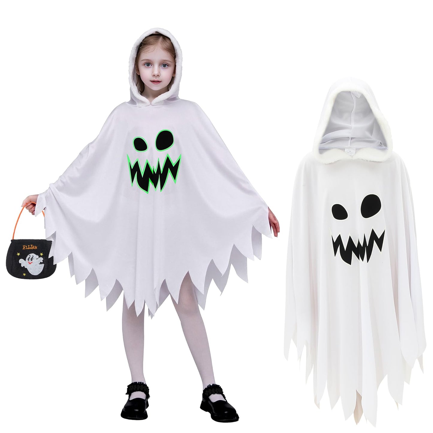 GEMVIE Trajes brillan trajes fantasmas oscuros trajes ghost blancos trajes fantasmas Carnaval de niños de Halloween 4-6