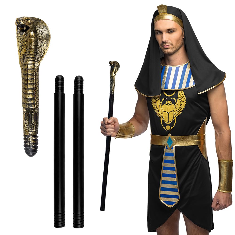 Disfraz Cetro de serpiente, 3 piezas, aprox. 82 cm, accesorio de disfraz para carnaval, fiesta temática y Halloween, accesorio para disfraz de vudú o África