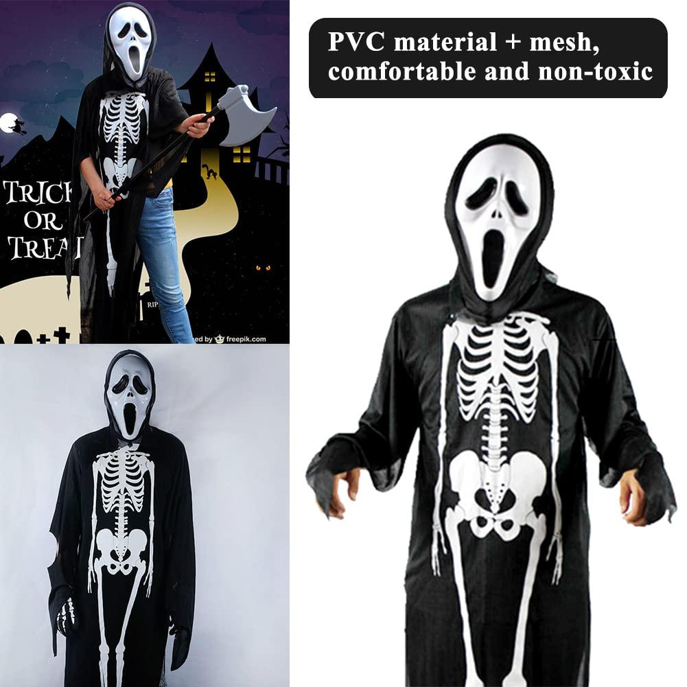 2Pcs Máscara de Halloween Carnaval Terror - Máscara Miedo Cosplay Costume Mask Scream Skull Mascarilla Fantasmas Falsas para Niños y Adultos