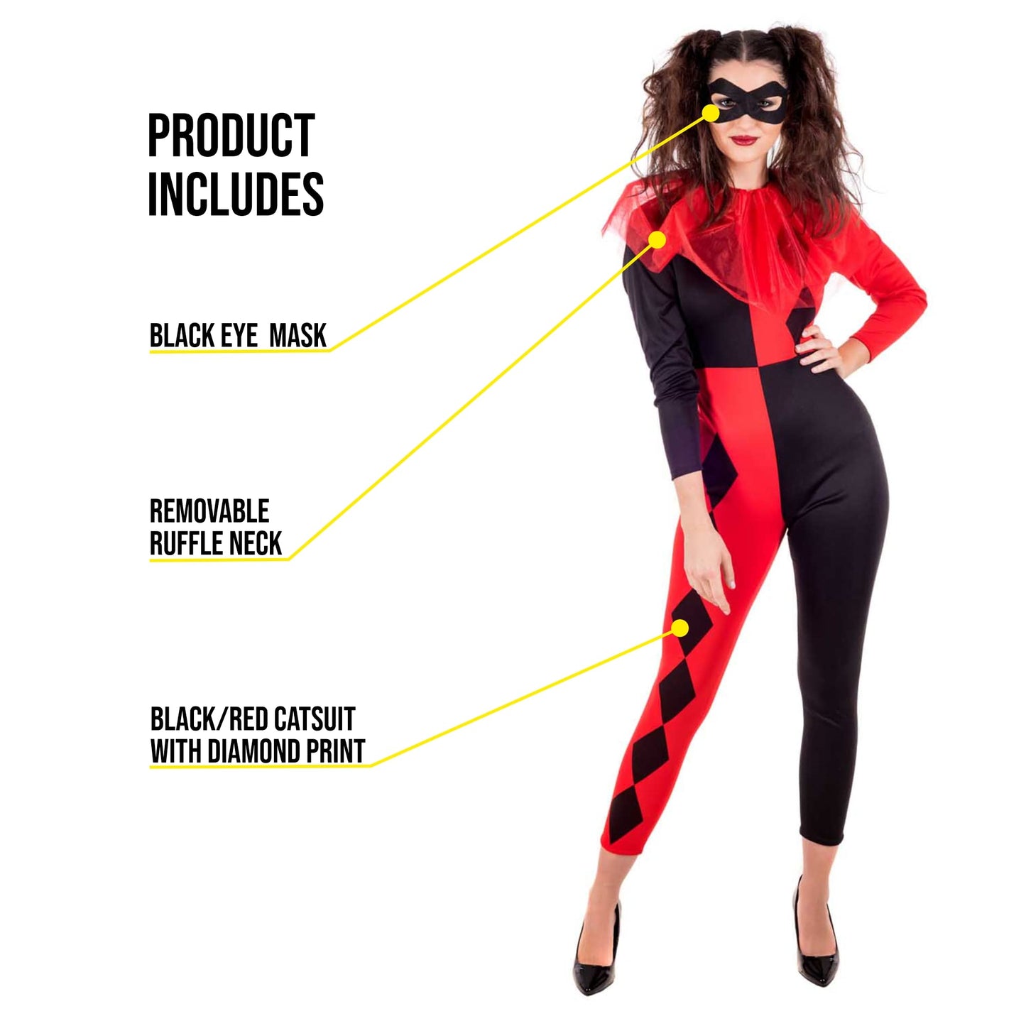 Disfraz Arlequin Mujer, Disfraces Circo, Disfraz Mujer Carnaval y Halloween - M