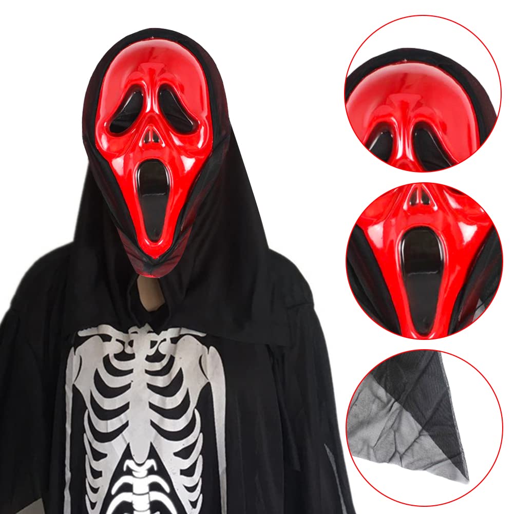 2Pcs Máscara de Halloween Carnaval Terror - Máscara Miedo Cosplay Costume Mask Scream Skull Mascarilla Fantasmas Falsas para Niños y Adultos