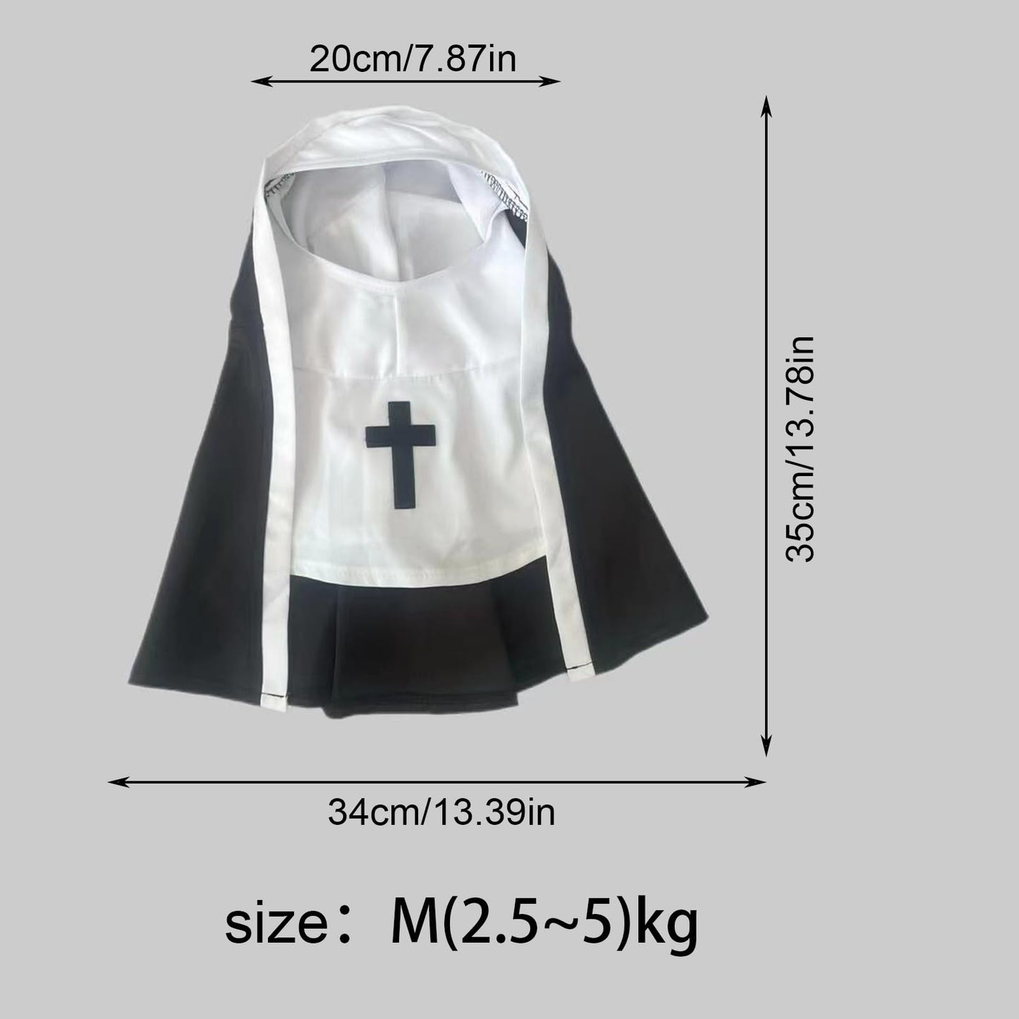 Disfraz De Monja para Perro Y Gato, Bonito Divertido Disfraz De Halloween para Mascotas, Traje De Manto Gato Transpirable Ligero, Capa Blanca Y Negra para Sesiones De Fotos, Fiesta De Halloween
