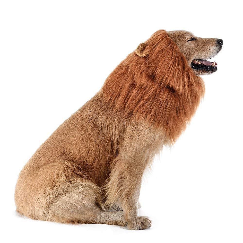 Disfraz de Perro Peluca de Leones de Perro con Orejas Traje de Mascota Ajustable Vestido de Perro por Menos de 74 cm