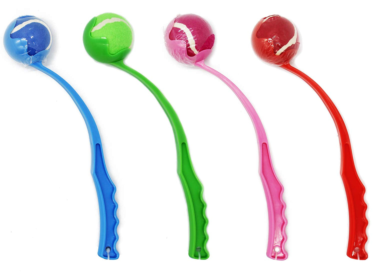 Juguete Interactivo Lanzador de Pelotas para Perros Mascotas Más 2 Pelotas Regalos para Animales Domésticos 3 Tamaños Color Envia al Azar (L: 66 cm) BPS-7036+4880