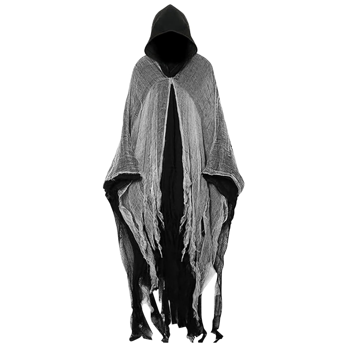 Disfraz Halloween Hombre Terror: Fantasma Costume Halloween Capa con Capucha - Disfraz Grim Reaper Bruja Fantasma para Adulto Hombre Mujer (Negro)