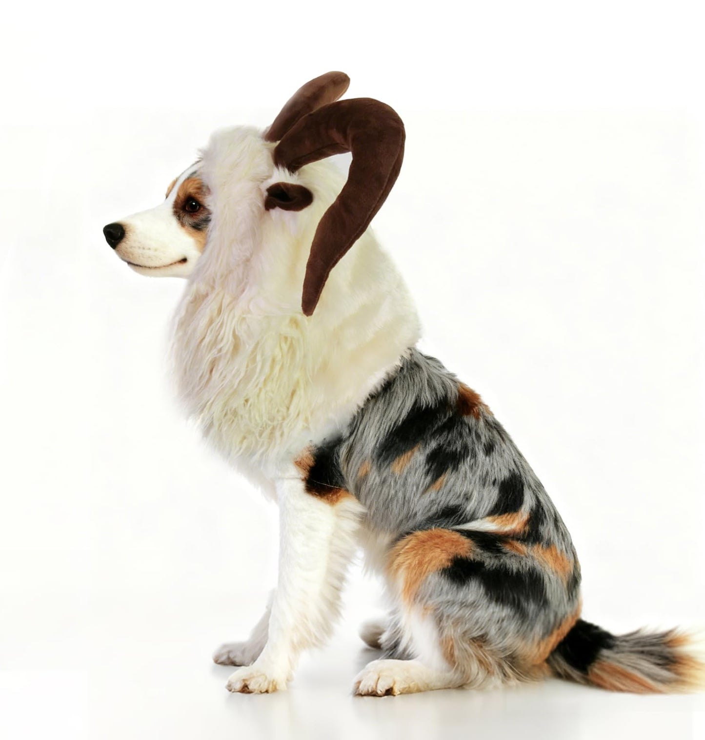 Disfraces para mascotas de Reideer para perro, bonita peluca peluda para Halloween y Navidad, accesorios de ropa para mascotas (cabra, M)
