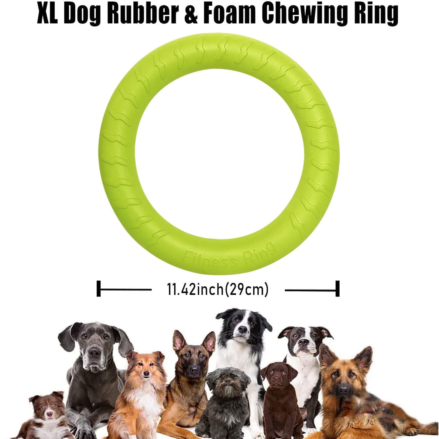 Anillo de Fitness para Perros, Flotador Indestructible para Perros, Disco Volador, Juguete para Verano, Entrenamiento para Mascotas Mediano, Perros Grandes y pequeños, Juguete para Perros (29 cm)