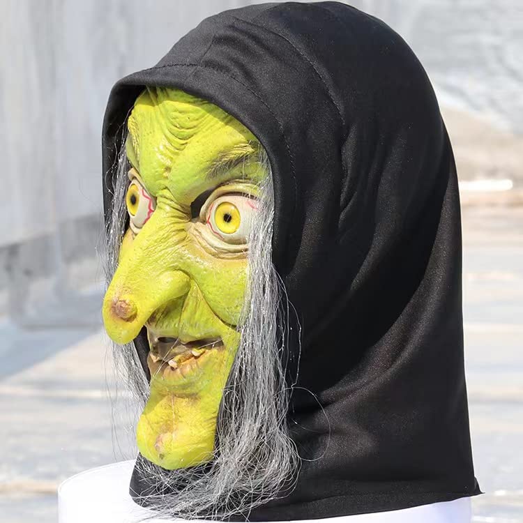 Disfraz Vieja Bruja Máscara - Halloween Scary Horror Cosplay Costume, Adulto, Accesorio, Máscaras de Látex, Disfraz, Brujas, Carnaval, Fiesta temática, Halloween