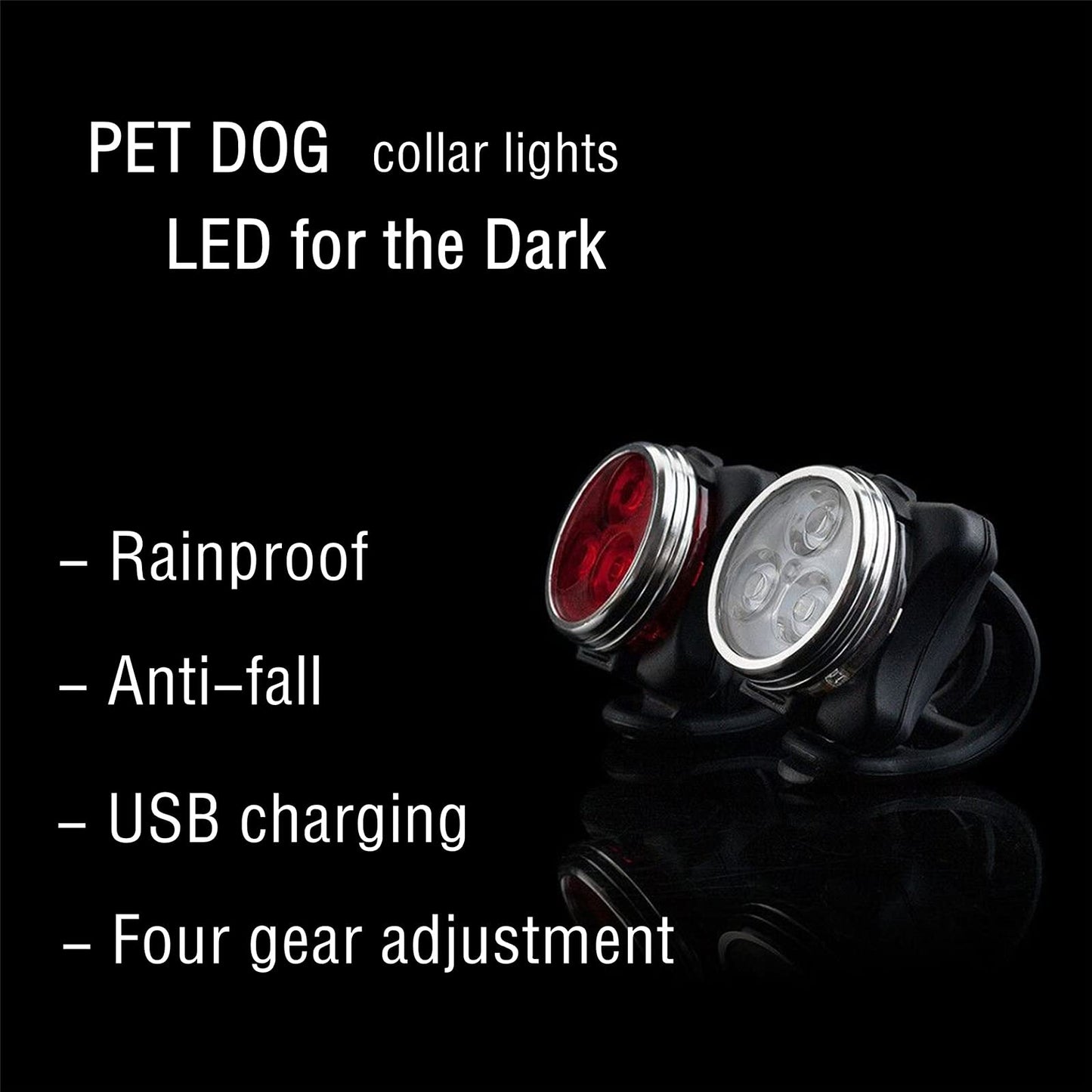 MZFANG - Collar de perro luminoso LED, colgante luminoso para perro, lámpara intermitente, luz de gato, collar de luz de seguridad, impermeable, 4 modos de parpadeo, USB, recargable, color rojo