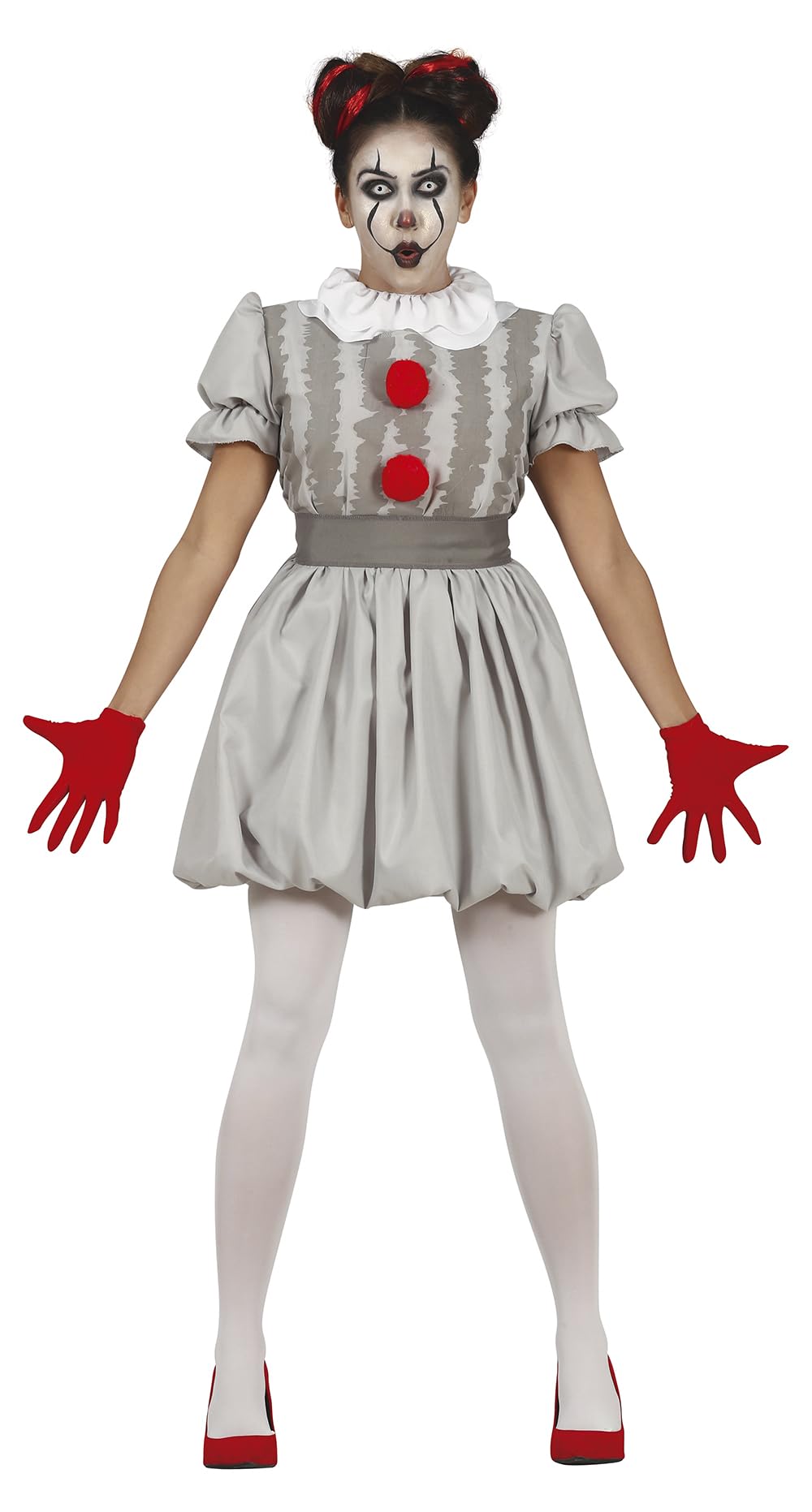 Disfraz de Payasa Vestido Gris para Mujer Adulta Talla S 36-38