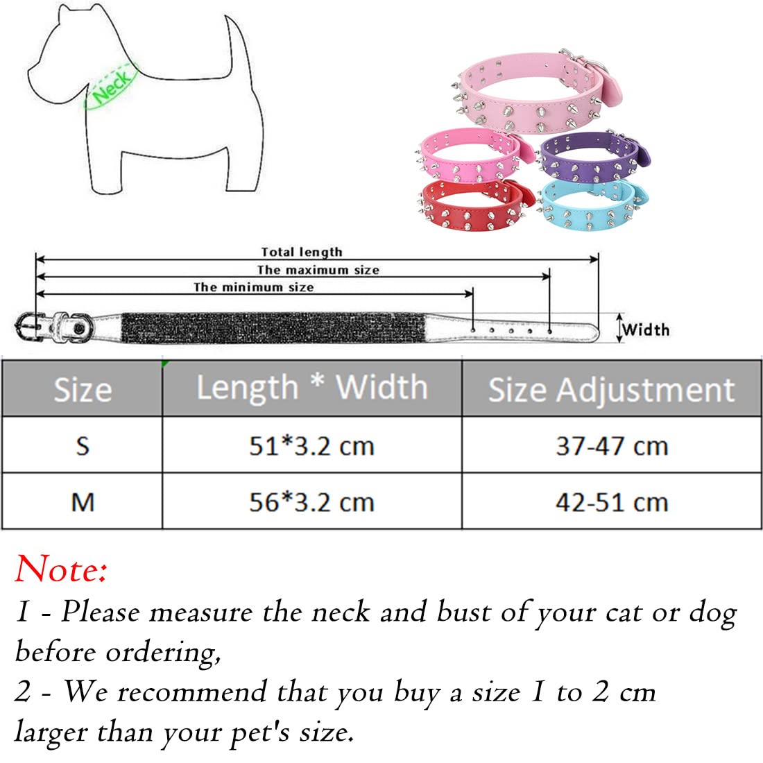 Collar para Mascotas de Doble Hilera Con Tachuelas, de Remache para Perros Medianos y Grandes, de PU, Cadena para Perros