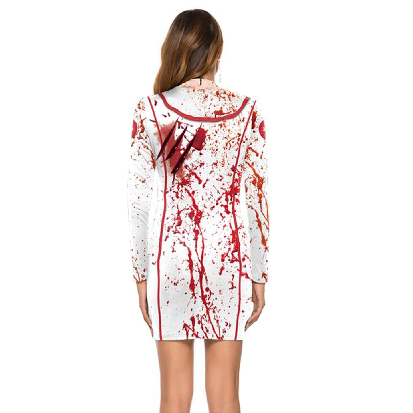 Disfraz de enfermera zombi, vestido, de Halloween, para mujer, blanco, M