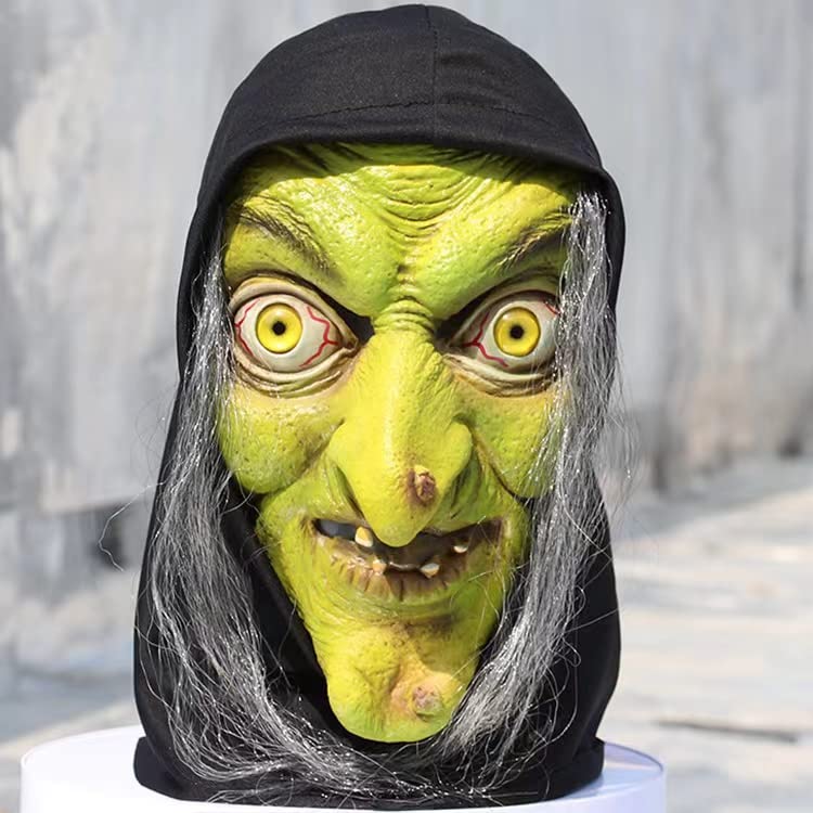 Disfraz Vieja Bruja Máscara - Halloween Scary Horror Cosplay Costume, Adulto, Accesorio, Máscaras de Látex, Disfraz, Brujas, Carnaval, Fiesta temática, Halloween