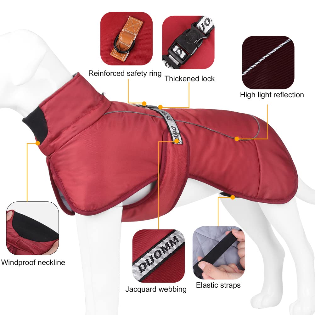 Abrigos para perros Impermeable prueba de viento Cálido Invierno Seguro Roscado Tiras reflectantes Chaqueta medianos grandes con arnés Orificio Cachorro Mascota Clima frío Traje Ropa Chaleco