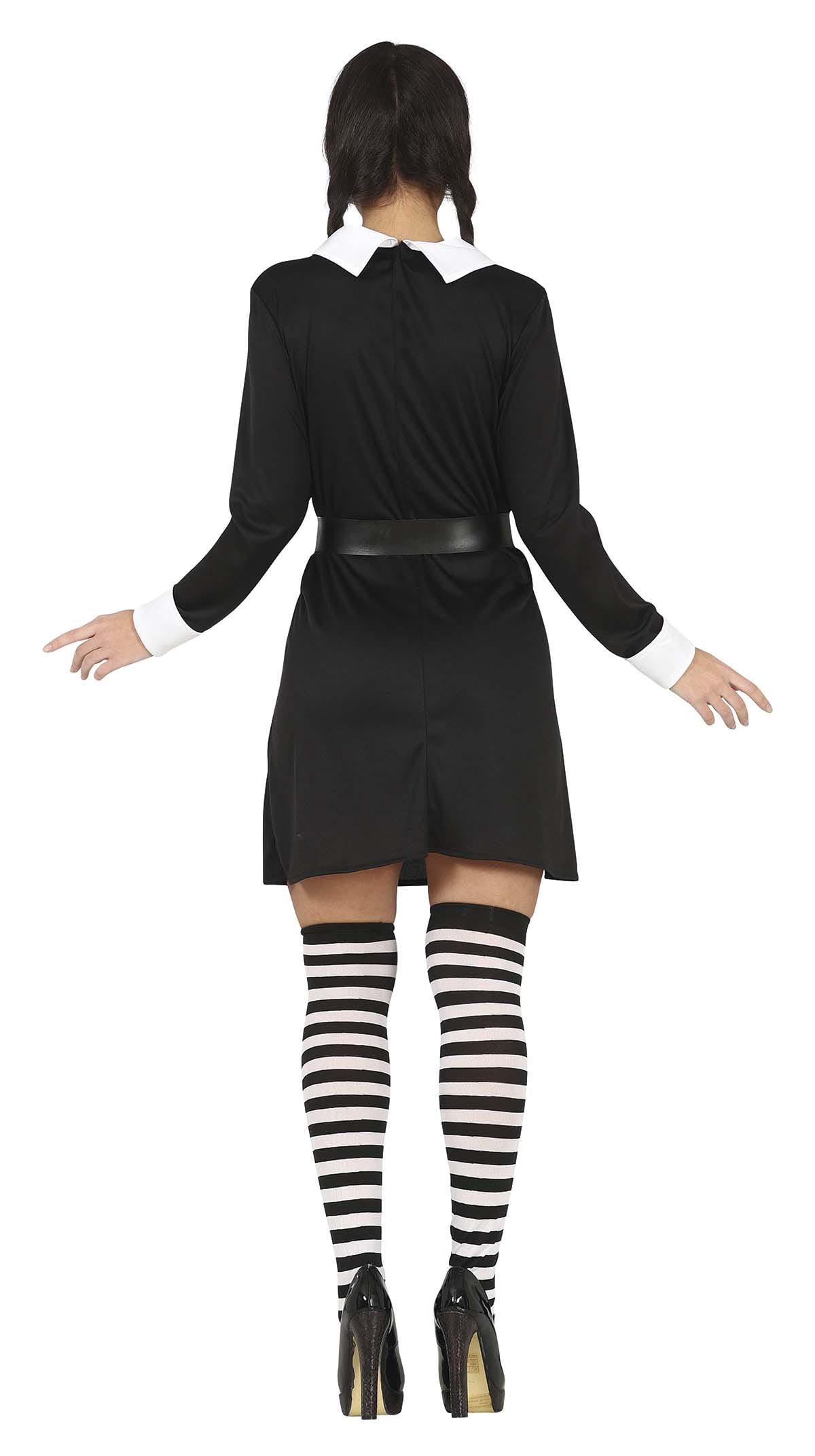 Disfraz Mirecoles de Jueves Chica de Familia Gótica - Vestido Negro Corto para Mujer Adulta Talla S 36-38