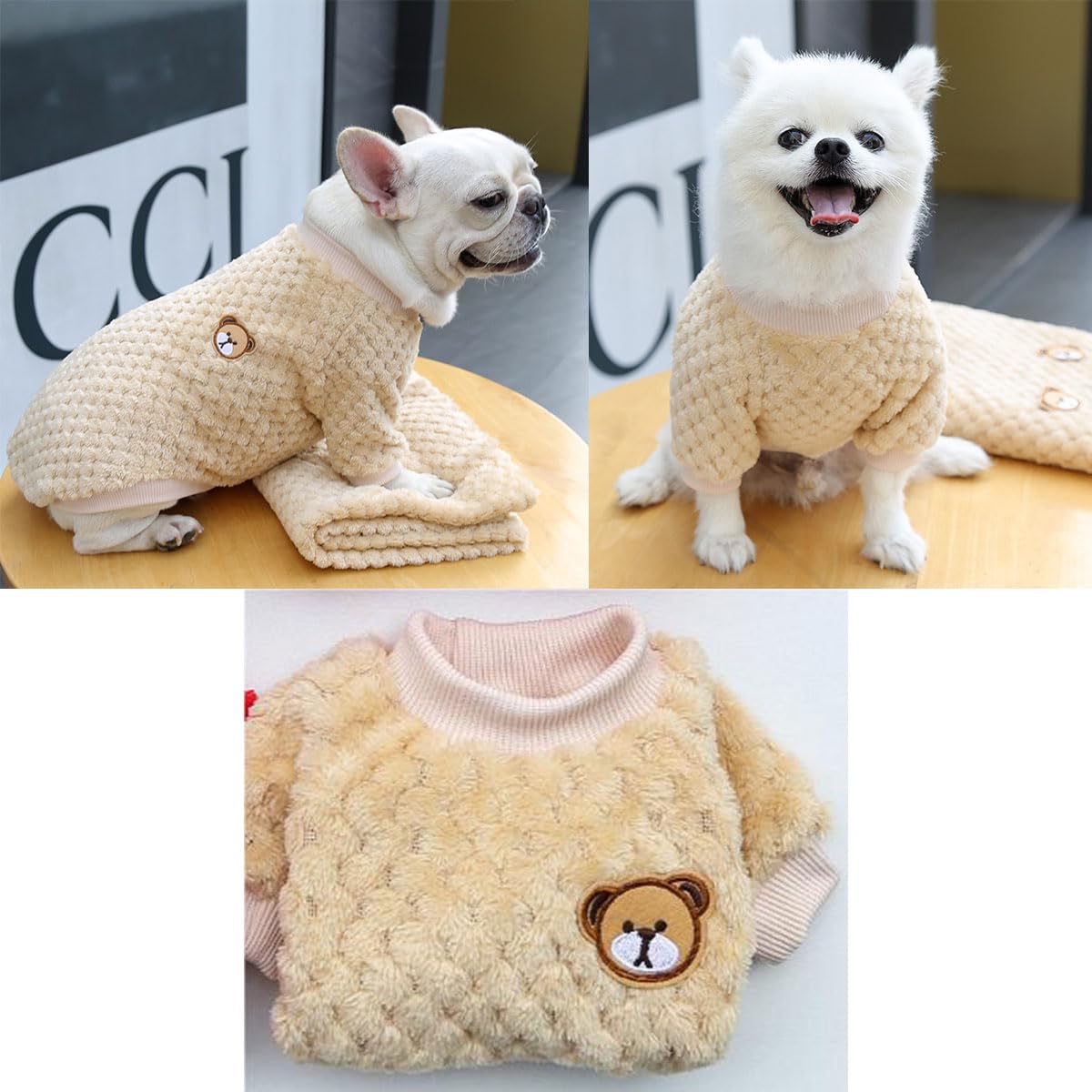 Abrigo Jersey para Perro, Suéter para Mascotas, Suave Ropa De Invierno para Perro, Abrigo Cálido para Cachorros Perros Gatos, Invierno Perro Nieve Lana del Perrito Traje Caliente Ropa de Abrigo, Amarillo