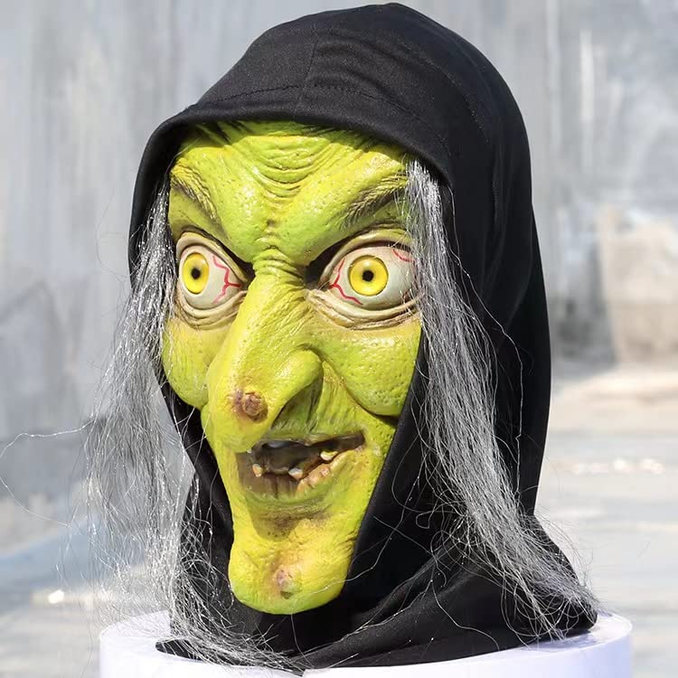Disfraz Vieja Bruja Máscara - Halloween Scary Horror Cosplay Costume, Adulto, Accesorio, Máscaras de Látex, Disfraz, Brujas, Carnaval, Fiesta temática, Halloween