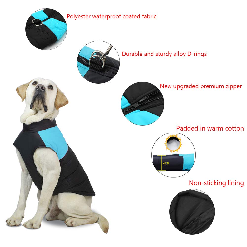 Abrigo para Perro Impermeable Chaqueta Cálido de Invierno y Otoño, Ropa de Algodón para Perros Pequeños Medianos y Grandes Mascotas Chaleco de Cachorro y Gato para Clima Frio