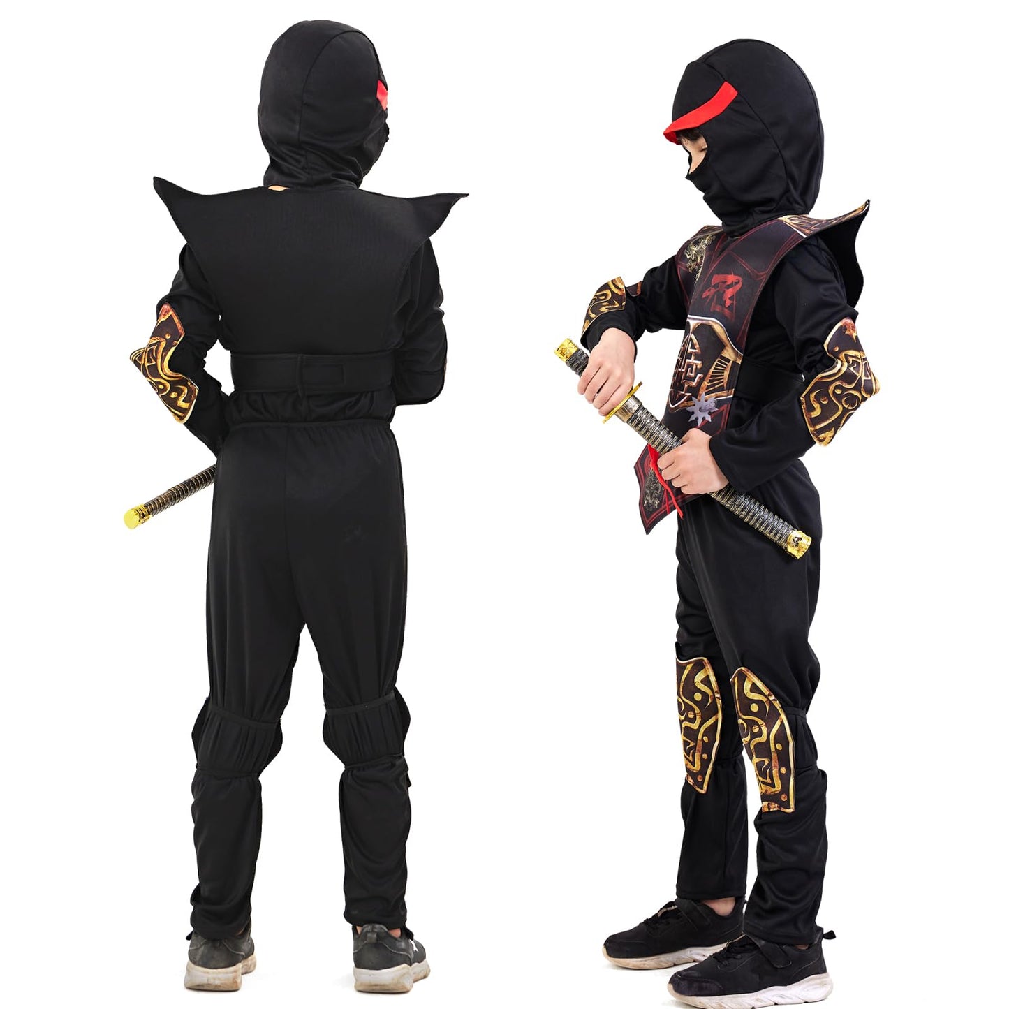 Disfraz infantil de ninja para Halloween, disfraz de dragón ninja, músculos, disfraz de carnaval (negro, 10-12 años)