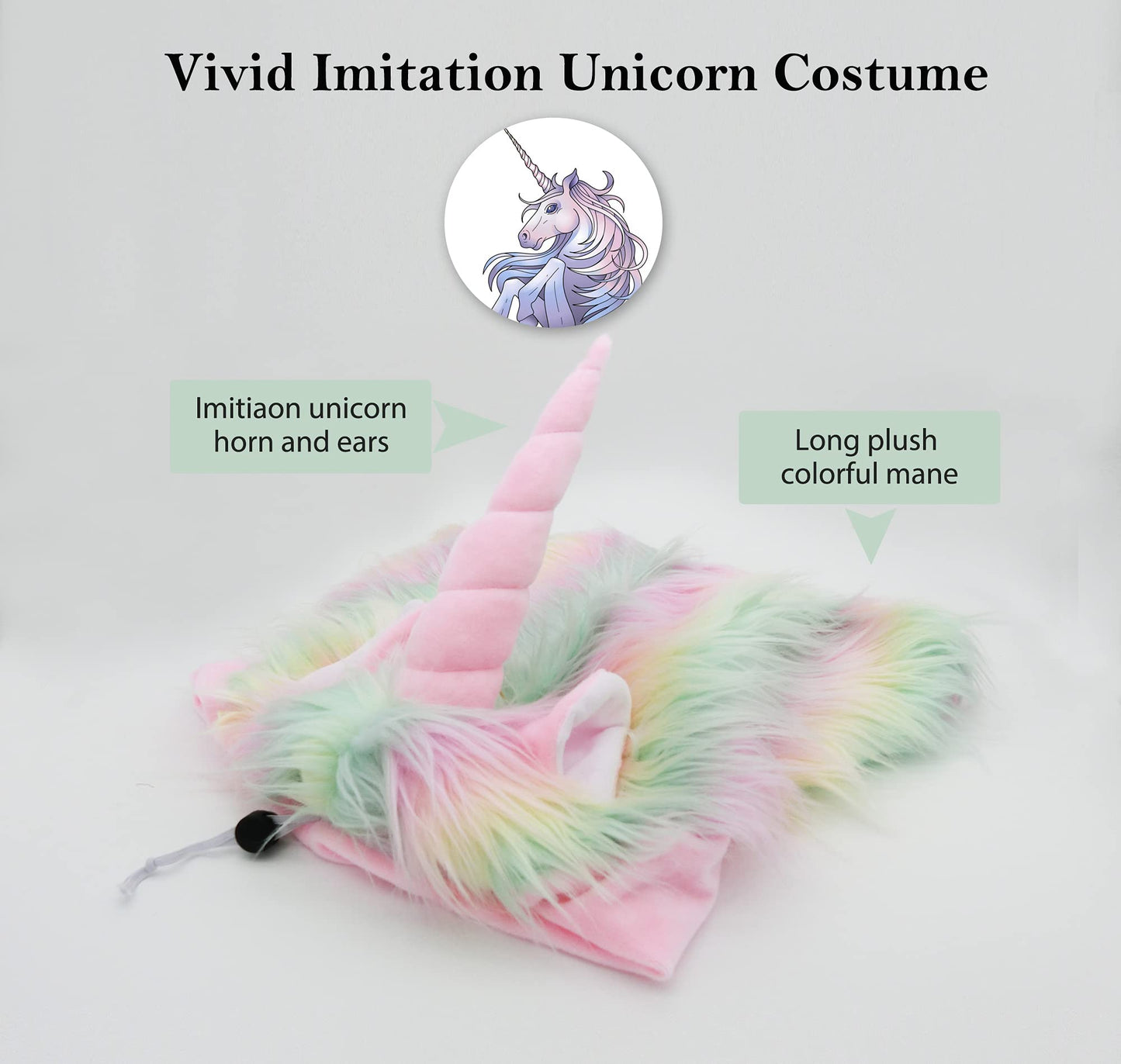 Disfraces de Reideer para Mascotas, Linda Peluca Peluda para Halloween, Navidad, Accesorios de Ropa para Mascotas (Unicornio, Talla M)