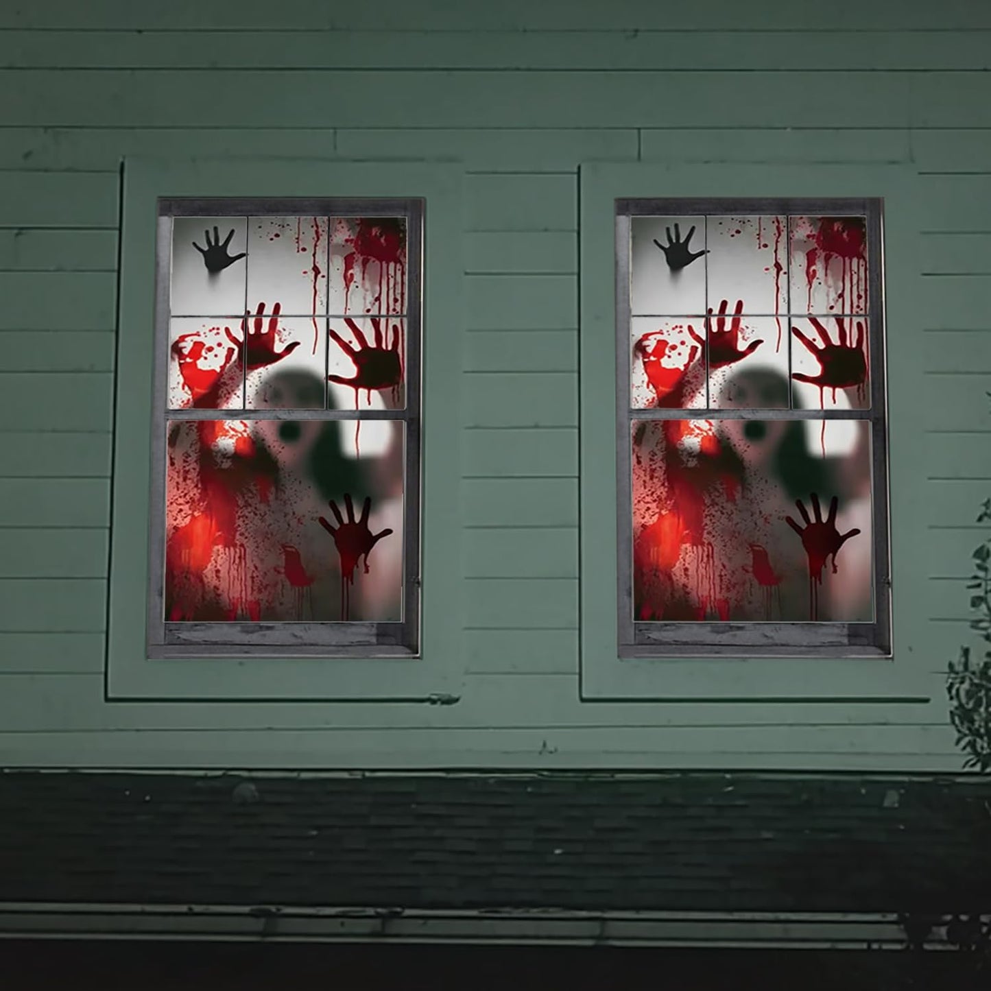 2 pósteres gigantes de Halloween para ventana - Decoración espeluznante para fiestas, casa embrujada, puerta, dormitorio escolar, 152 x 152 cm