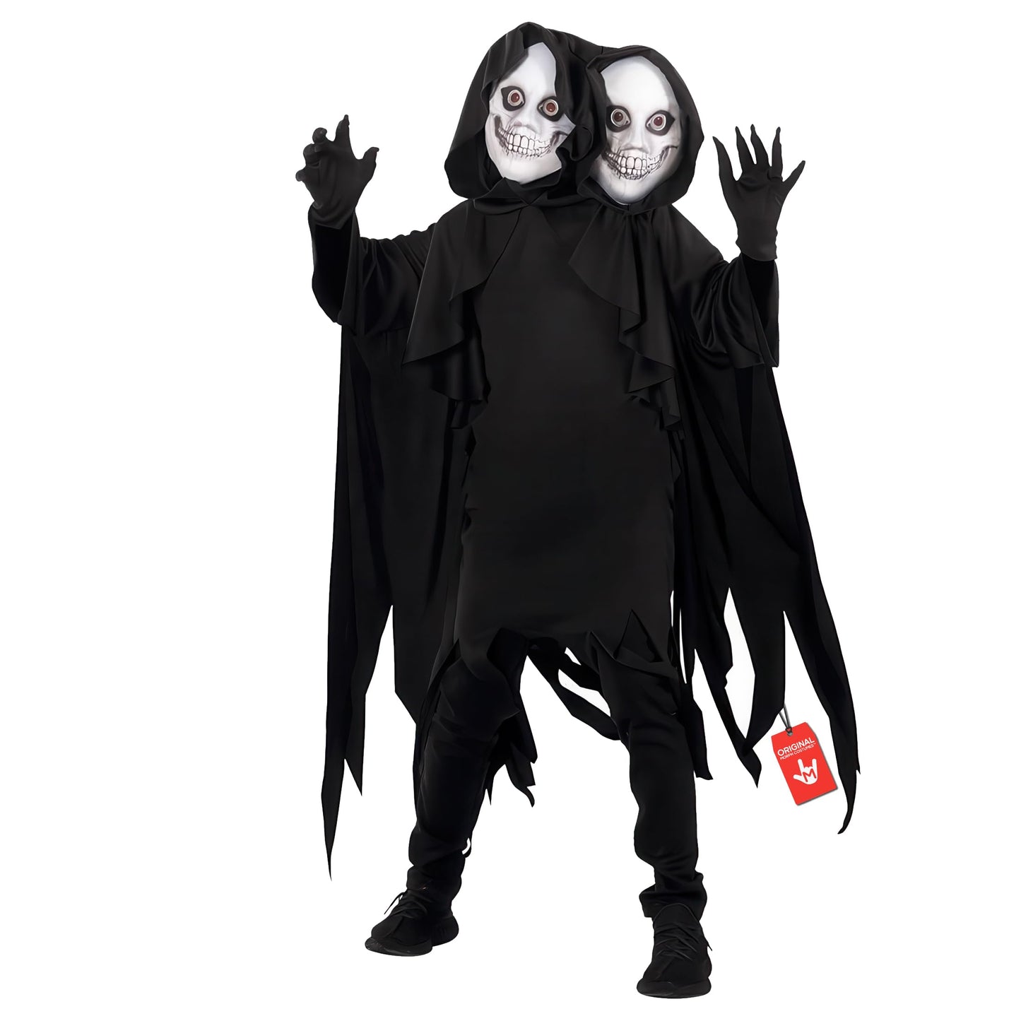 Disfraz Muerte Niño, Disfraz Parca 2 Cabezas, Disfraz de la Parca Niños, Disfraz Fantasma Niño, Disfraz Halloween Niño Muerte Talla L