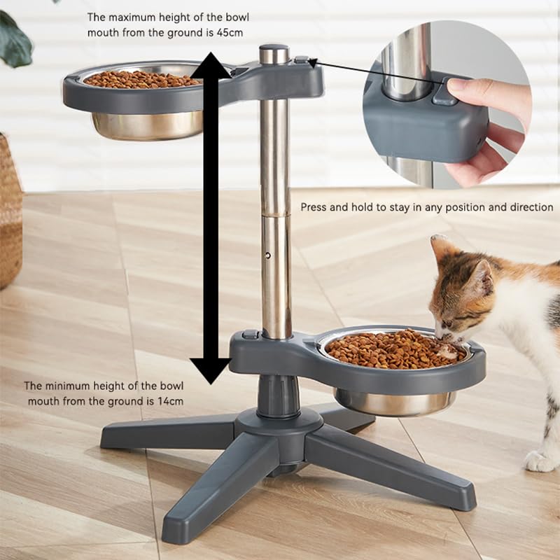 Yuhtech Comedero Ajustable en Altura, Comedero para Perros Grandes Elevado, 2 Comederos, Antideslizante, Comederos para Perros con Marco, Estación de Alimentación para Perros