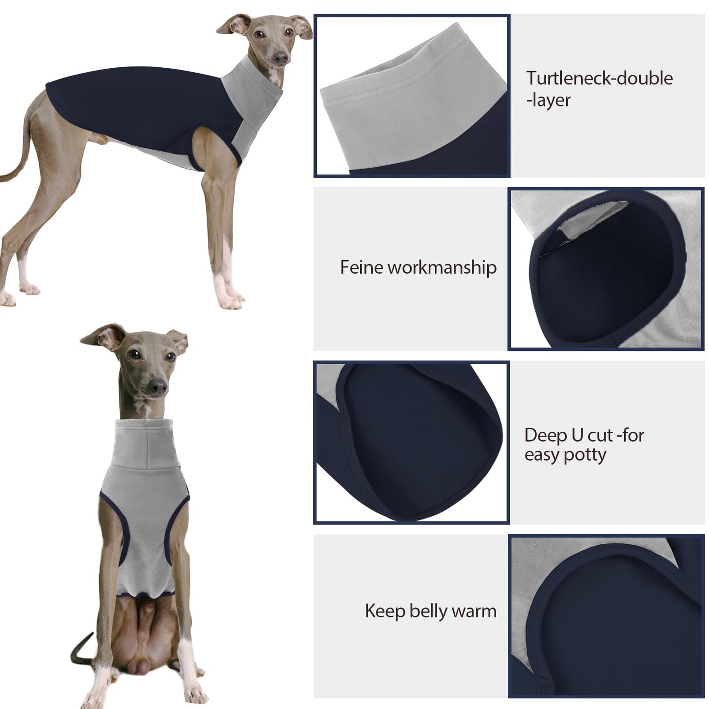 KONVINIT Jersey Sin Mangas para Perros Medianos y Grandes, Suéter de Cuello Alto para Mascotas con Tejido Elástico y Suave, Ropa de Invierno Cálida y Cómoda para Perros