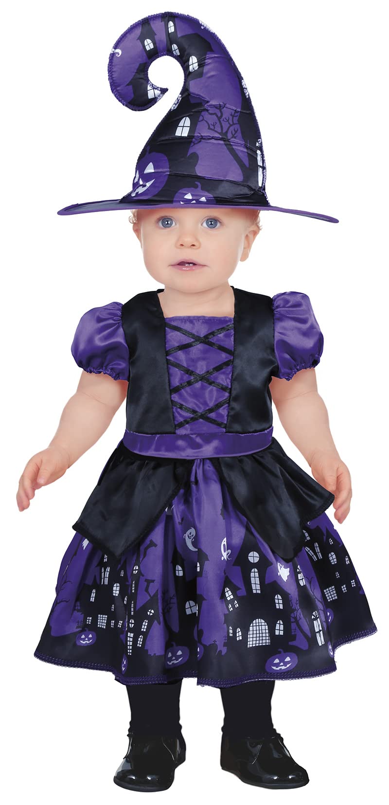 Disfraz de Brujita Lila Mágica para Bebé Niña - Disfraz Halloween de Bebé con Sombrero de Bruja 18-24 Meses