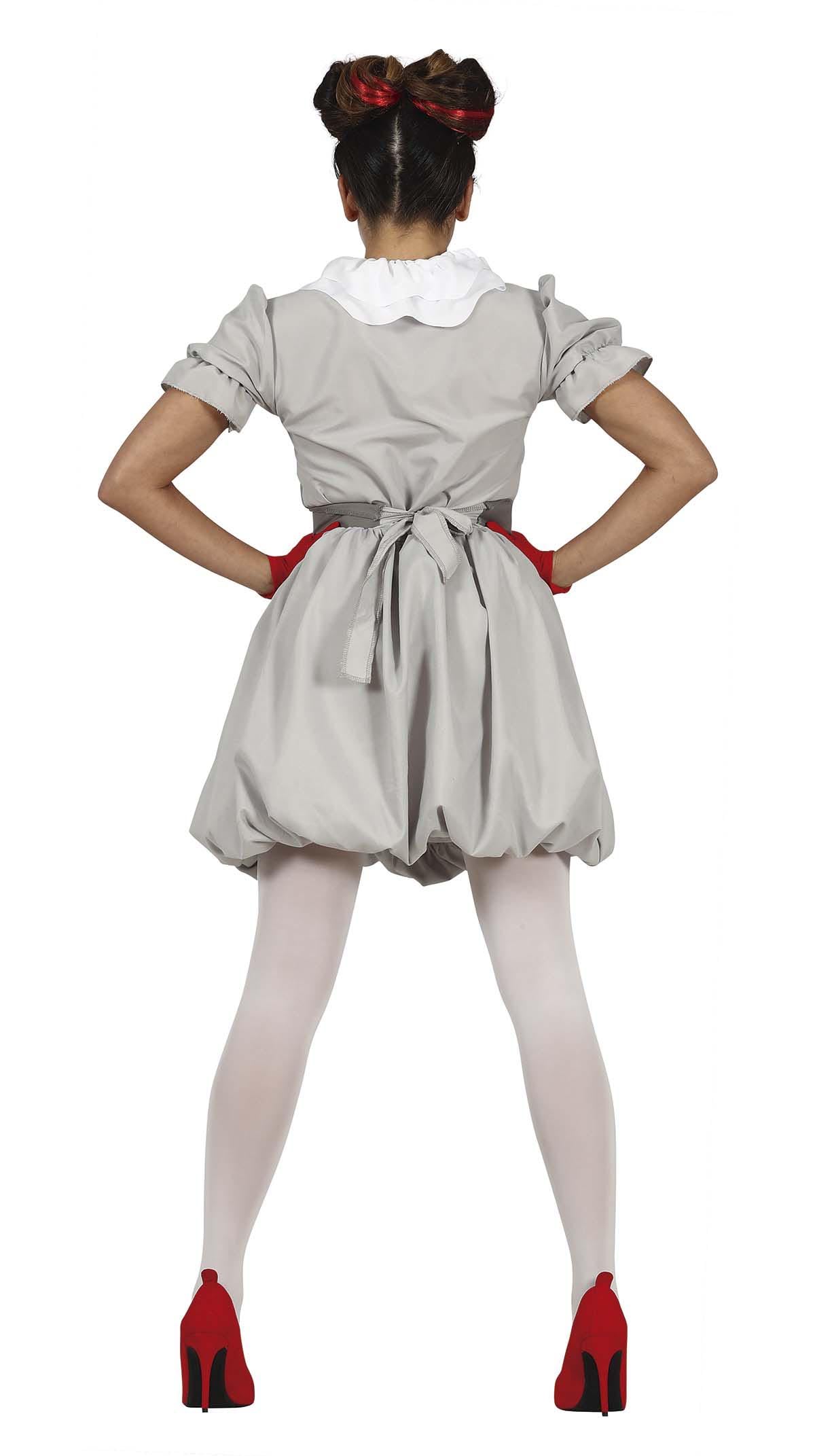 Disfraz de Payasa Vestido Gris para Mujer Adulta Talla S 36-38