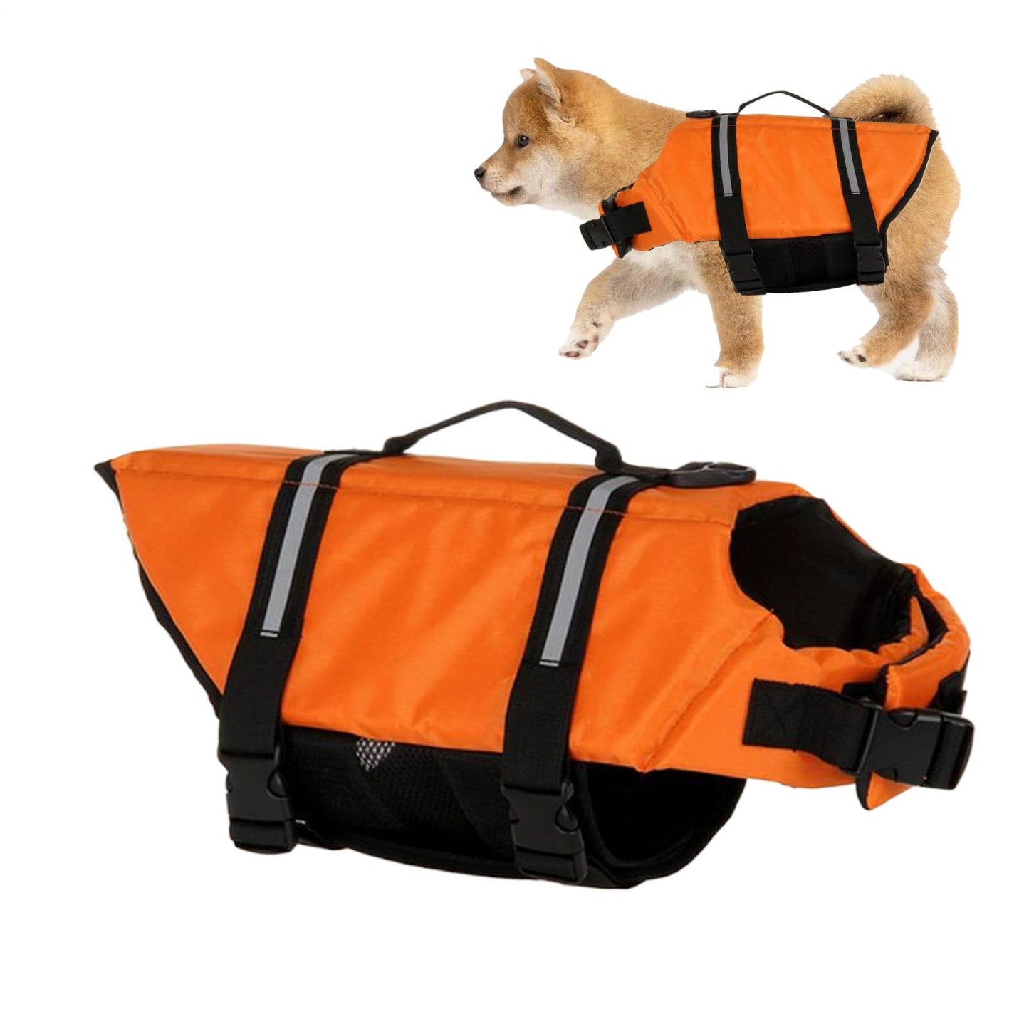 Chaleco de natación para perro, chaleco de flotación para perro, reflectante, transpirable, ajustable, arnés flotante para piscina, kayak, rafting, lago