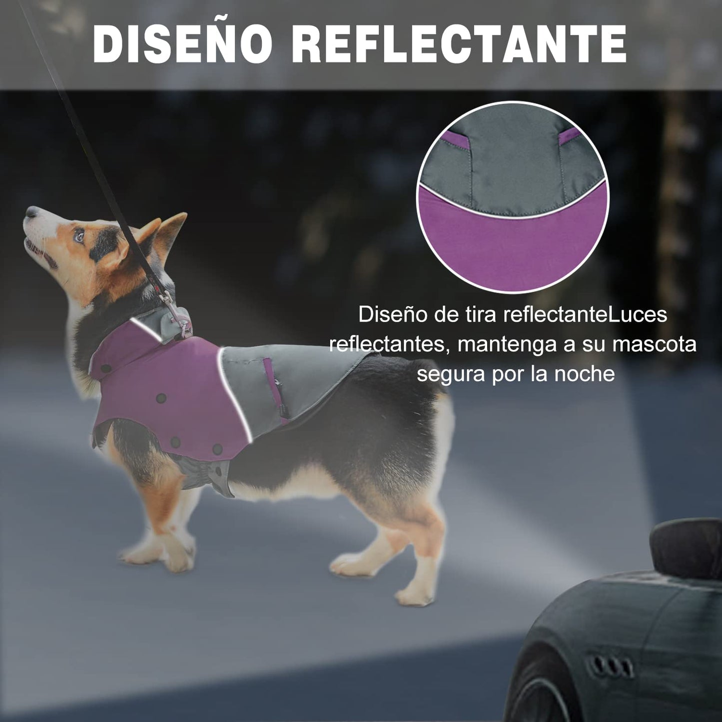 Abrigo Chaqueta de Perro Invierno, Reflectante para Perros Abrigo de Invierno A Prueba de Viento Cálido Al Aire Libre Chaqueta para Perros con Forro Desmontable de Vellón