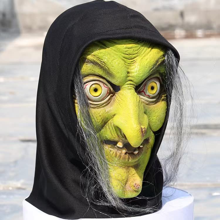 Disfraz Vieja Bruja Máscara - Halloween Scary Horror Cosplay Costume, Adulto, Accesorio, Máscaras de Látex, Disfraz, Brujas, Carnaval, Fiesta temática, Halloween