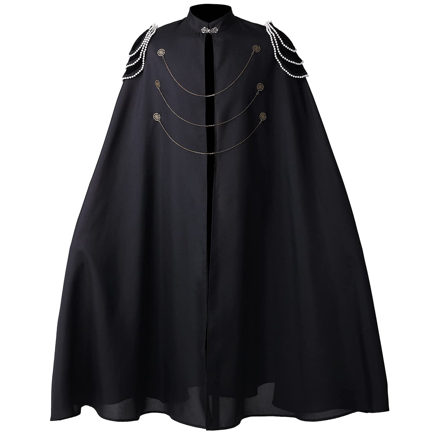 COSDREAMER Capa de bruja para hombre, capa medieval renacentista (Negro, XXL)