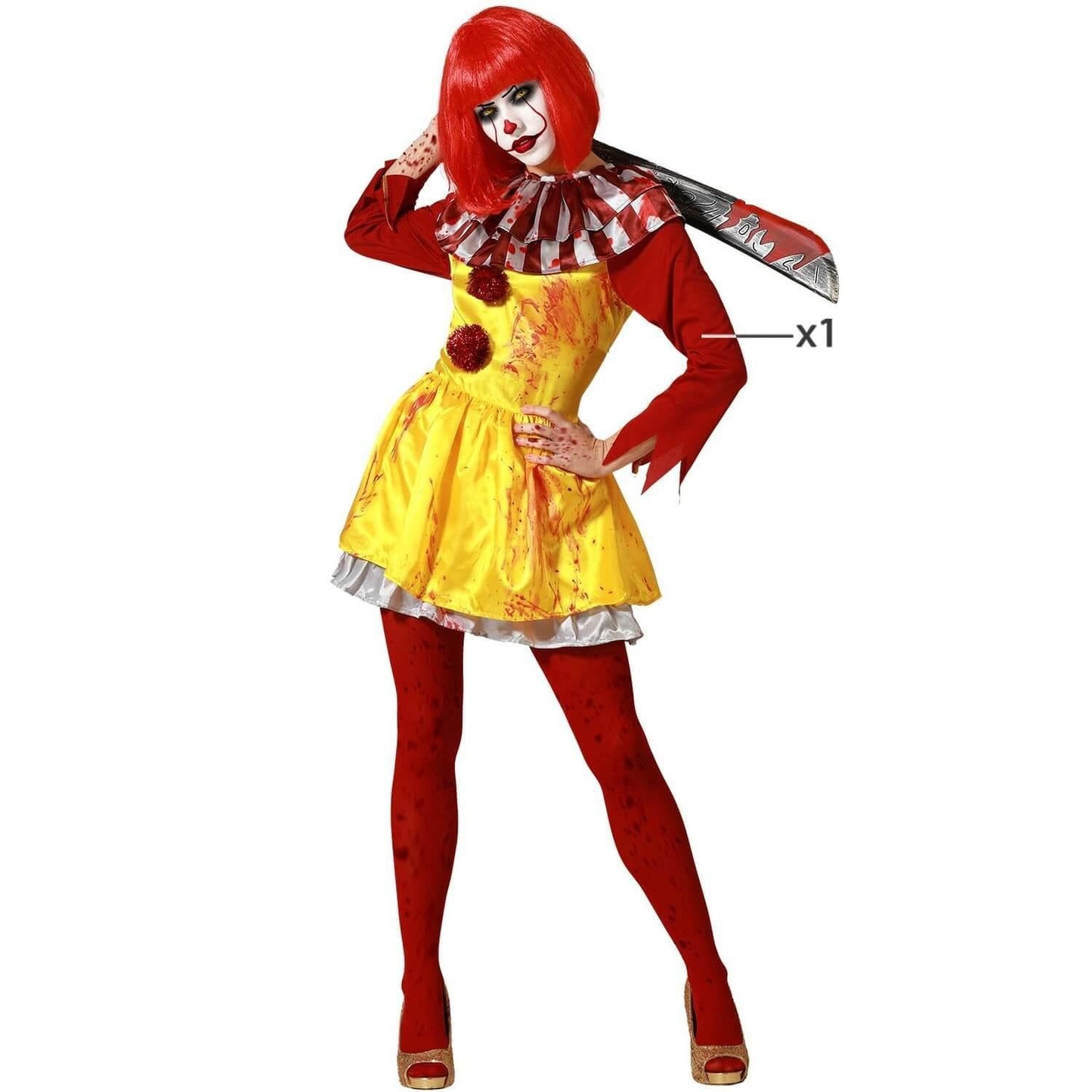 Disfraz payaso amarillo halloween mujer adulto M