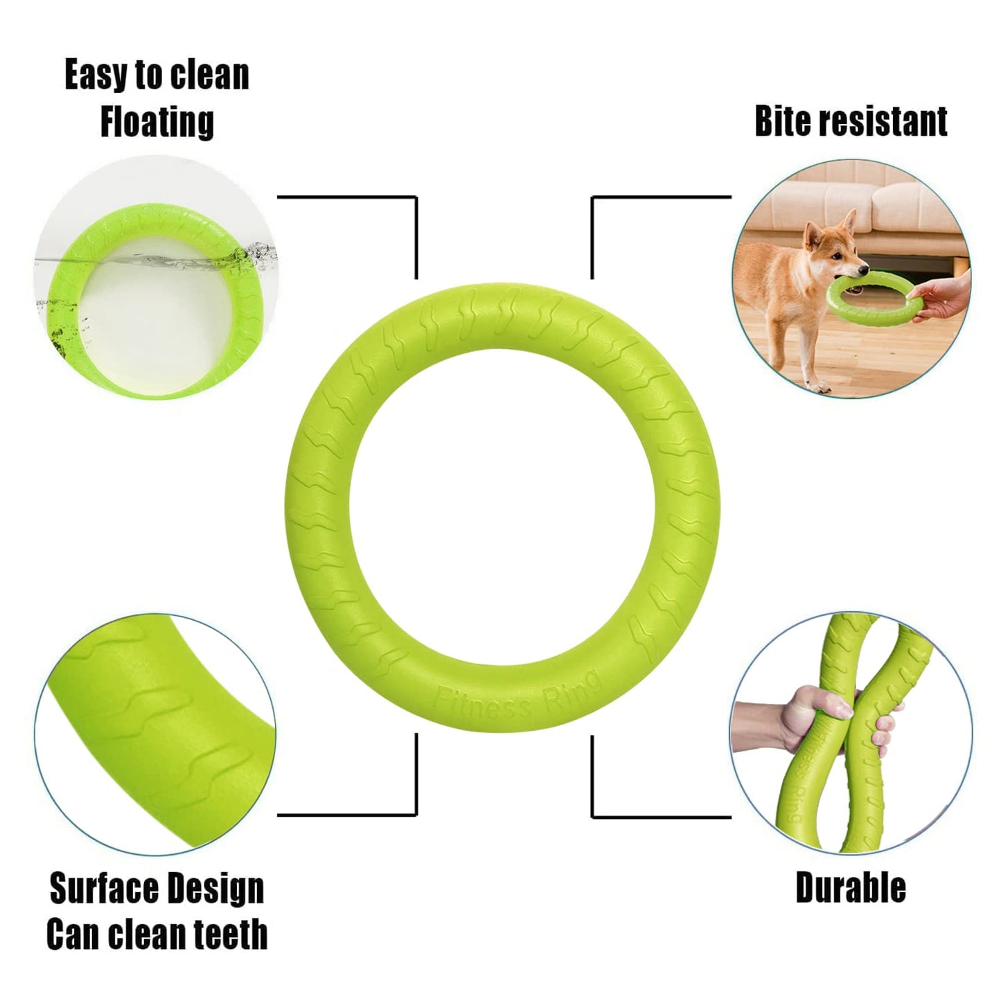 Anillo de Fitness para Perros, Flotador Indestructible para Perros, Disco Volador, Juguete para Verano, Entrenamiento para Mascotas Mediano, Perros Grandes y pequeños, Juguete para Perros (29 cm)