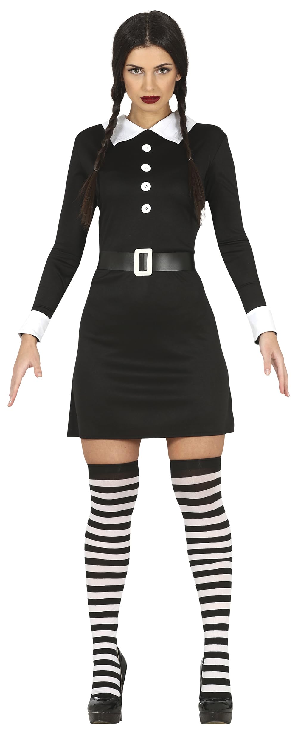 Disfraz Mirecoles de Jueves Chica de Familia Gótica - Vestido Negro Corto para Mujer Adulta Talla S 36-38