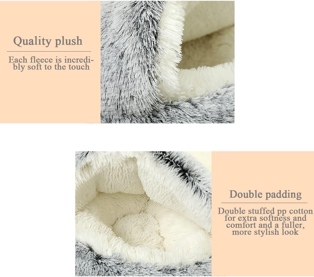 Cama de felpa calmante para gatos y perros en forma de dónut. Cojín cálido y suave con cómoda esponja, parte inferior antideslizante. Para mascotas pequeñas y medianas, para interiores (65 cm, gris)