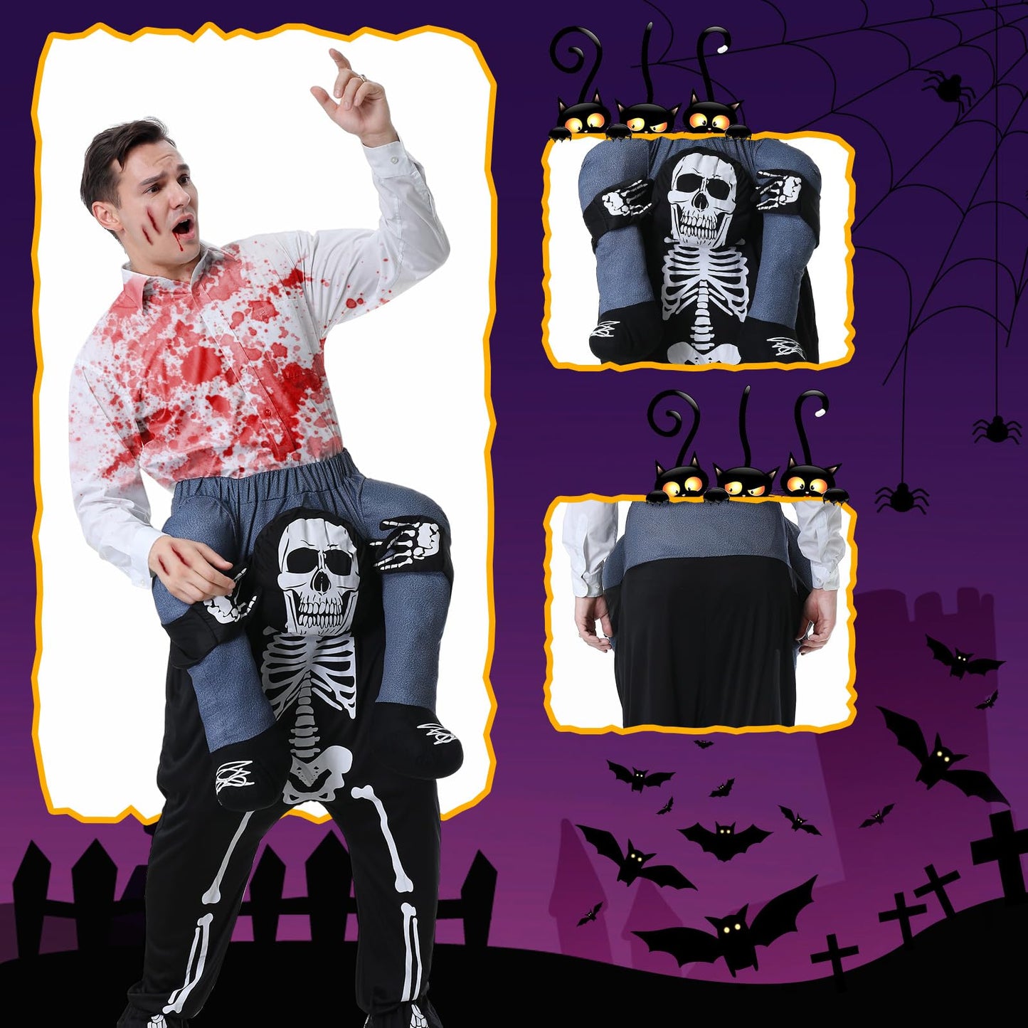 Disfraz Hombros Esqueleto Para Adulto, Disfraz Inflable Esqueleto Caballito, Costume Halloween Carnaval Terror Caballito Esqueleto Hombre Mujer Unisex Talla Única