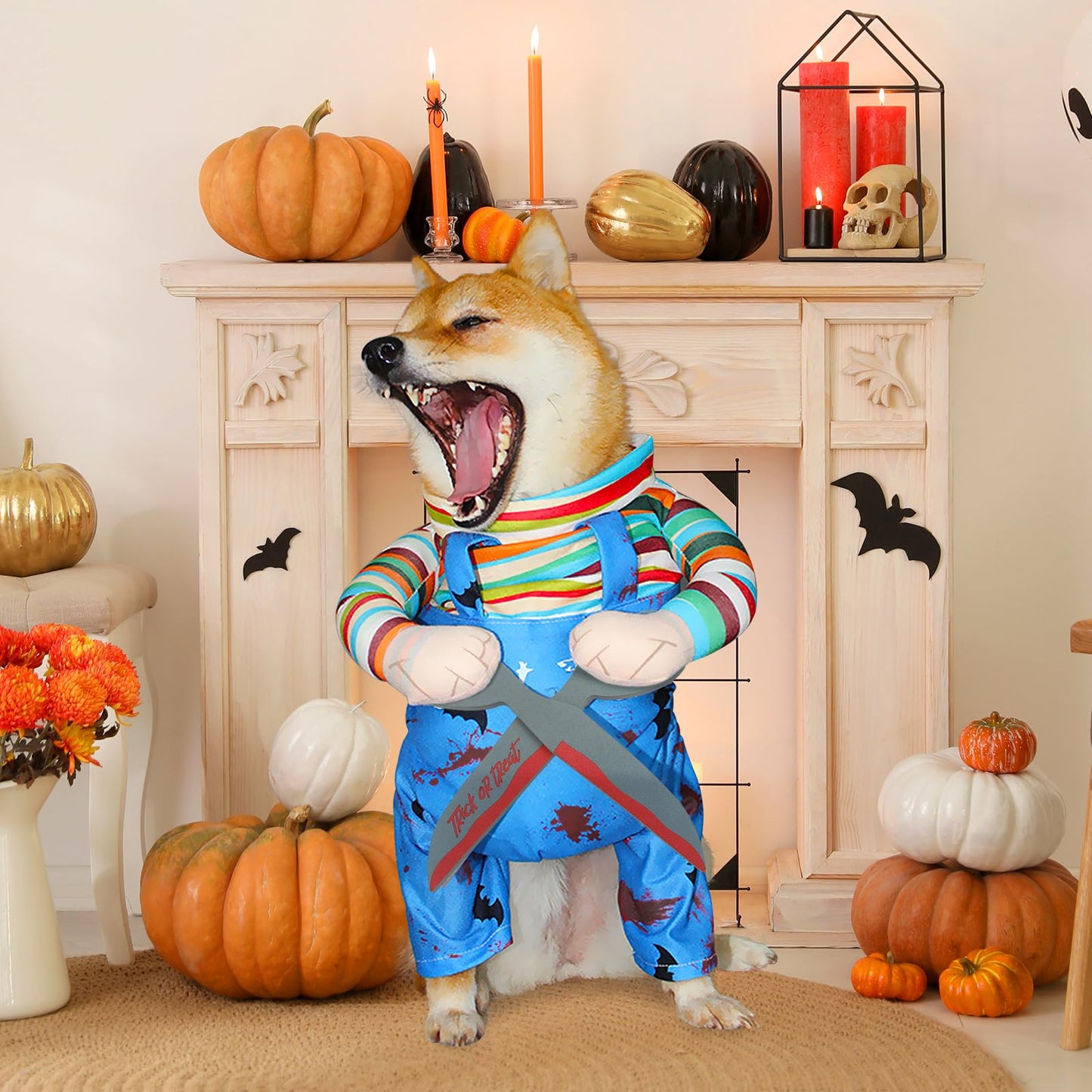 Disfraces Halloween para Perro, Disfraces para Mascotas, Conjuntos de Fiesta de Cosplay para Perro, Ropa Divertida para Mascotas, Ropa para Gatos de Fiesta de Halloween de Carnaval (L)
