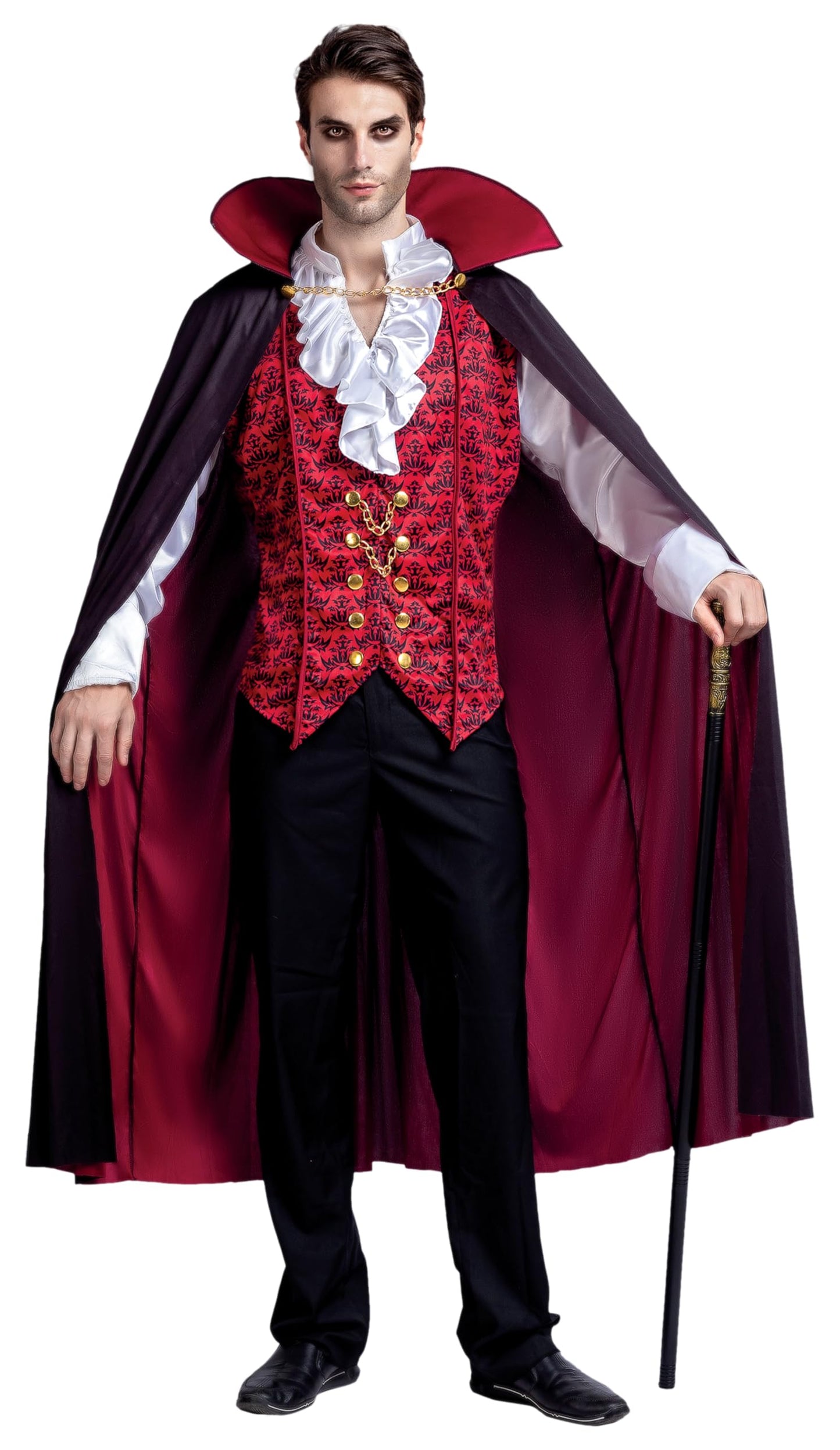Disfraz Renacimiento Medieval vampiro espantoso lujo disfraz de Halloween para hombres juego de rol pecados Cosplay (rojo, Medium)
