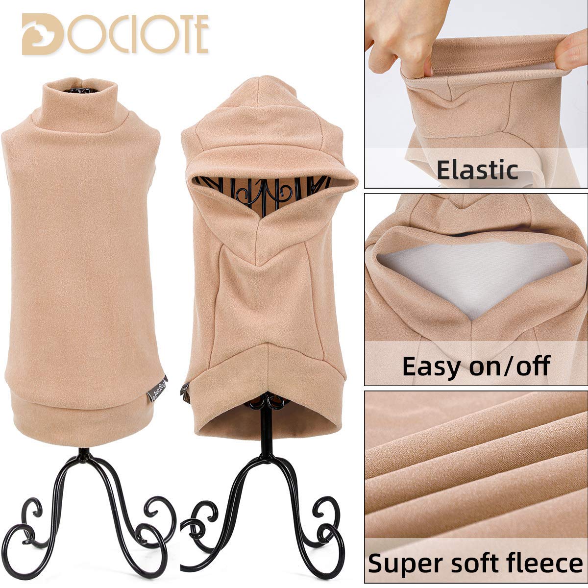 Abrigo Jersey para Perro Pequeño- Ropa para Perros y Gato Chaleco Suéter para Invierno para Perro Mascotas pequeño y medianos L Beige