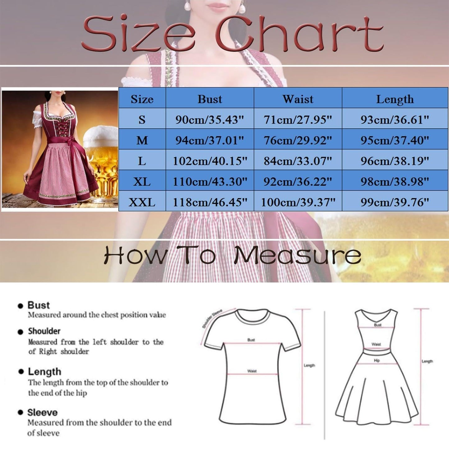 Disfraz Vestidos alemanes para mujeres Oktoberfest, trajes de Oktoberfest mujeres,Disfraz de Cerveza Mujer | Vestido Alemán para Mujer, Disfraces de Oktoberfest para Carnaval de Halloween