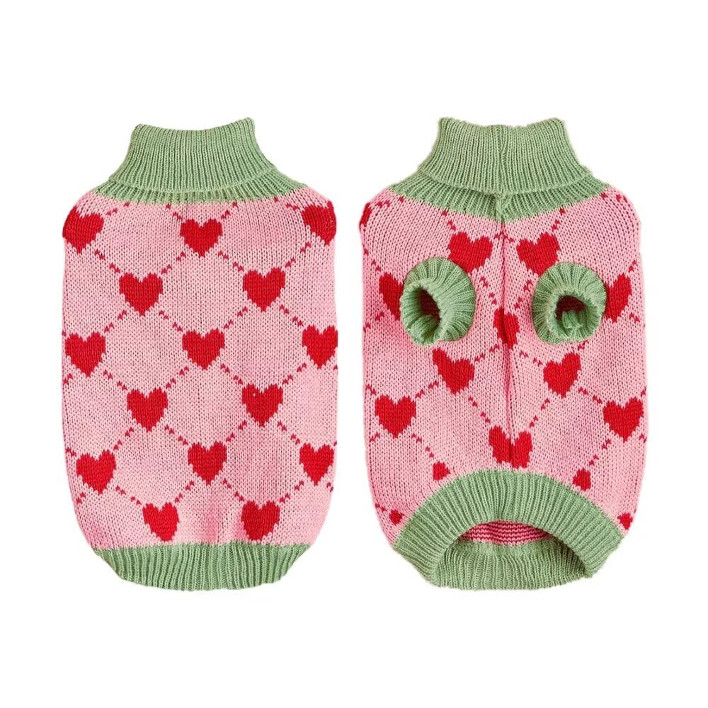 Abrigo Suéter de Punto de Cuello Alto para Perros, Abrigo de Invierno Más Cálido para Cachorros y Gatos (S, Rosa)