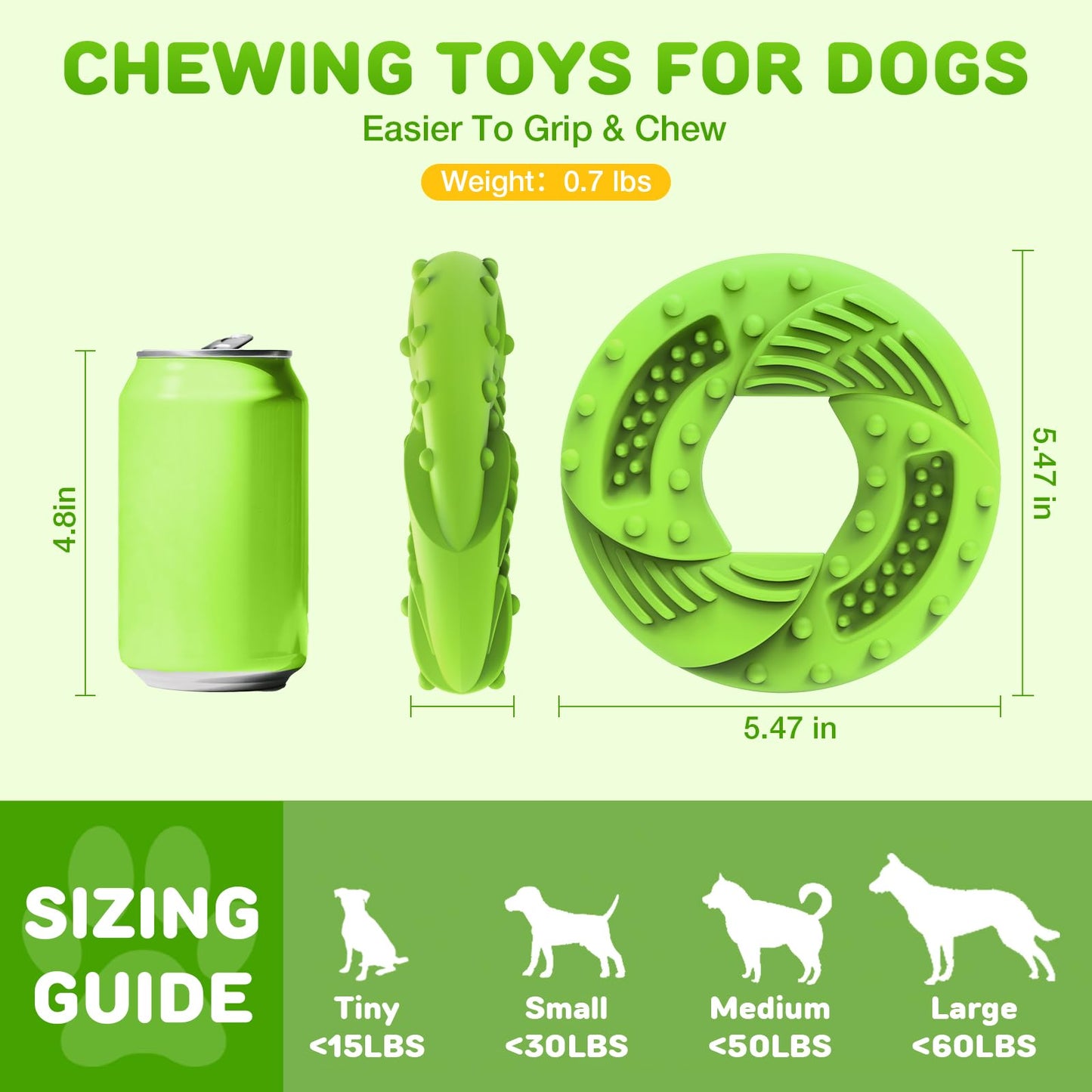 Anillo Juguete para perros de goma para masticadores fuertes, caucho natural, juguete masticable para anillos, anillo para masticar perros, goma indestructible, juguetón para el cuidado dental de