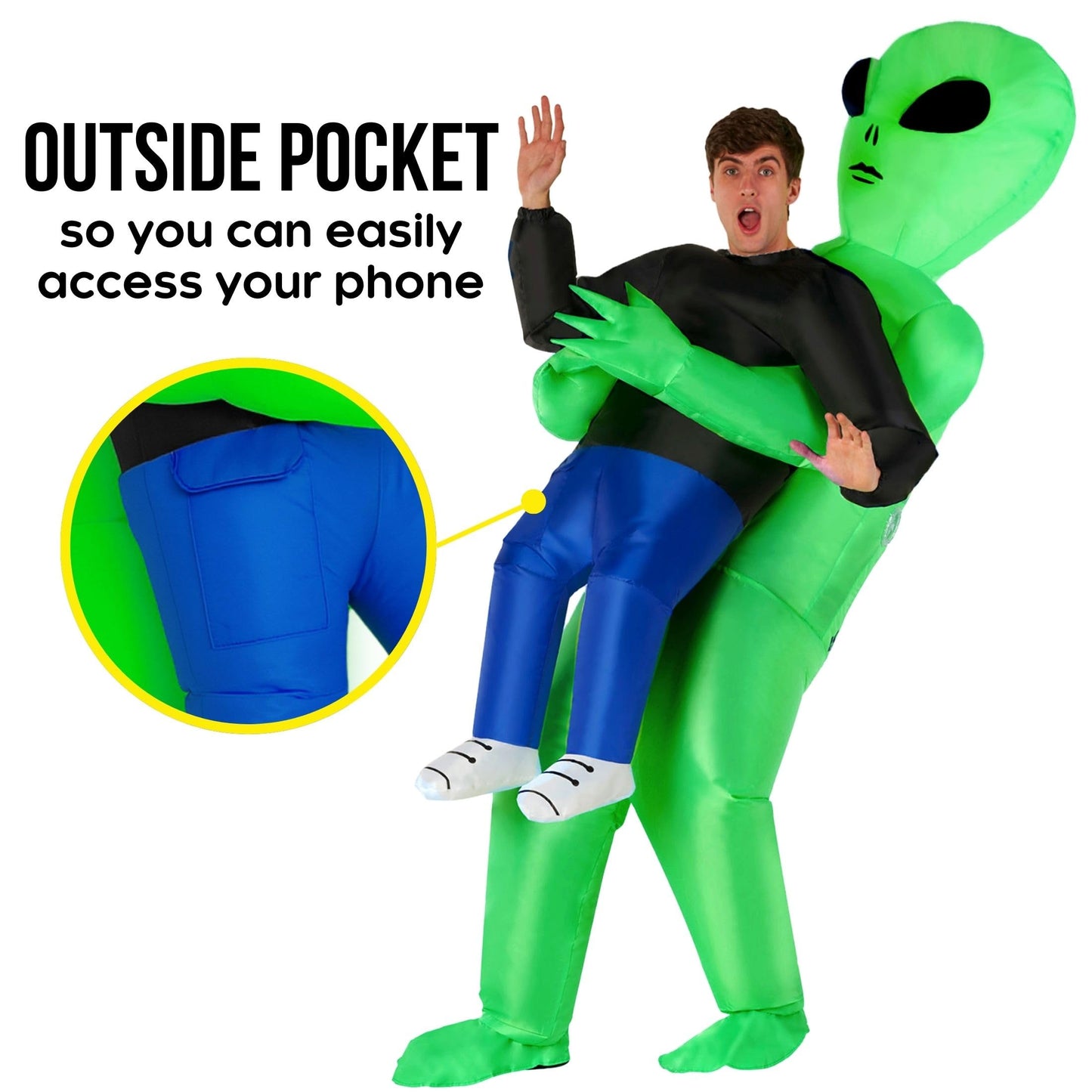 Disfraz Alien Hinchable Adulto, Disfraces Extraterrestre Inflable, Traje Marciano, Disfraz Halloween y Carnaval