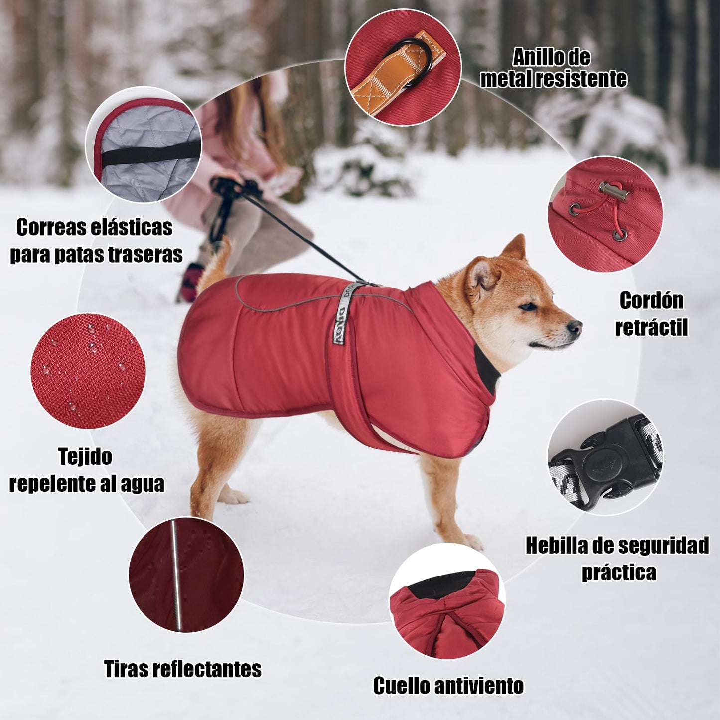 Abrigo de Invierno para Perros Chaqueta a Prueba de Viento Cálido para Perros Medianos Grandes Chaleco Reflectante Ajustable Perro Ropa al Aire Libre para Mascotas